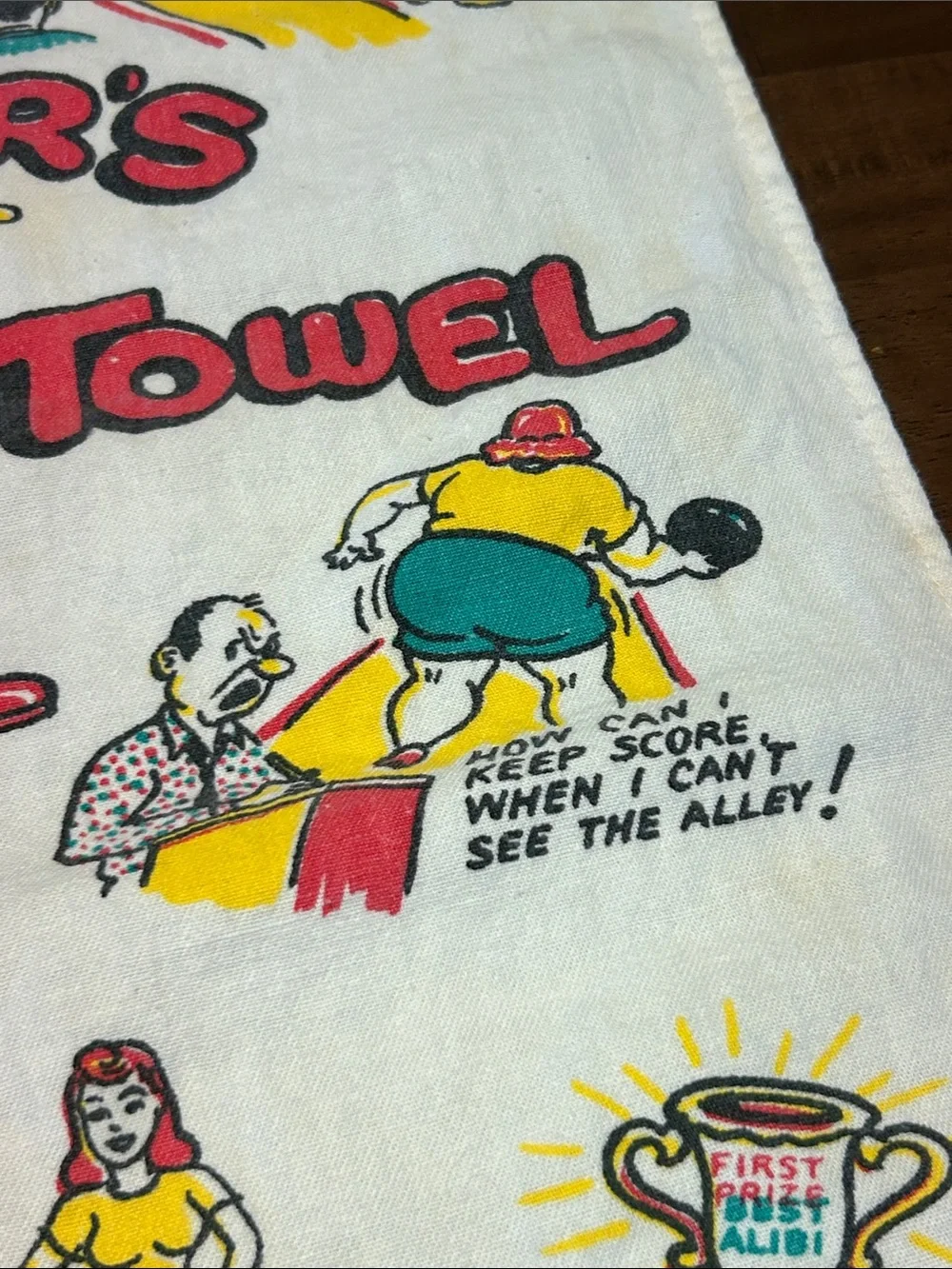 50’s Vintage Bowling Cartoon Hand Towel